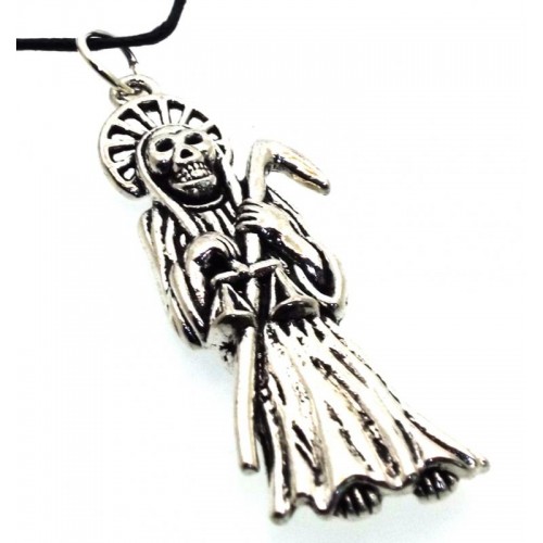 Metal Santa Muerte Cord Pendant